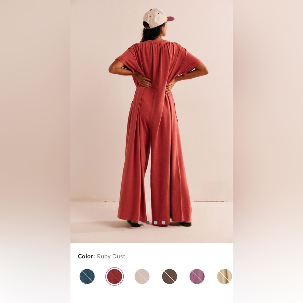 Free People Rust Red Button-Front Jumpsuit Romper - Picture 8 of 10